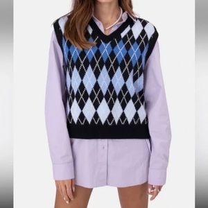 Adika Black and Blue Argyle Sweater Vest
